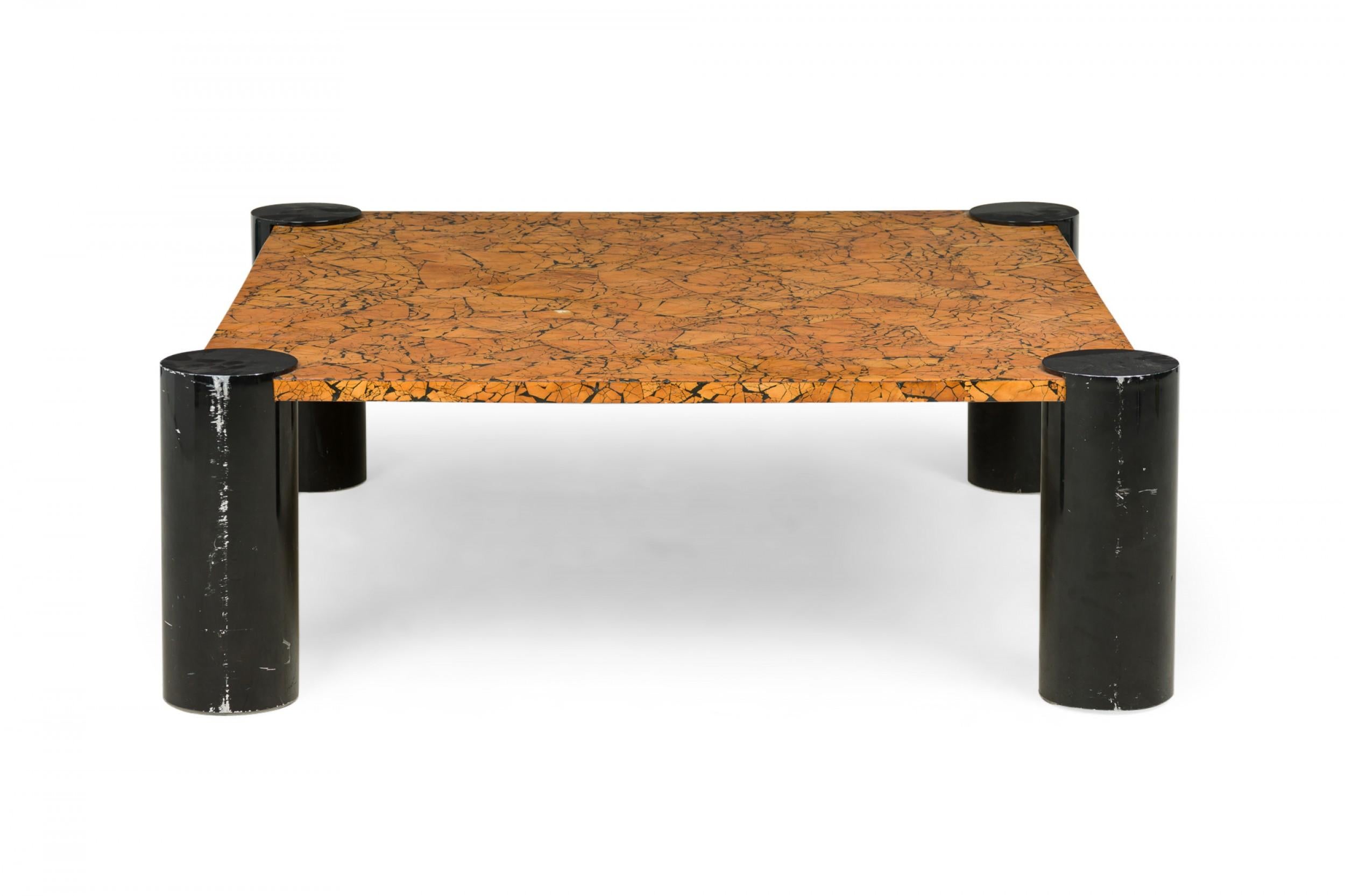 American Mid-Century Enameled Black and Brown Low / Coffee Table For Sale 1