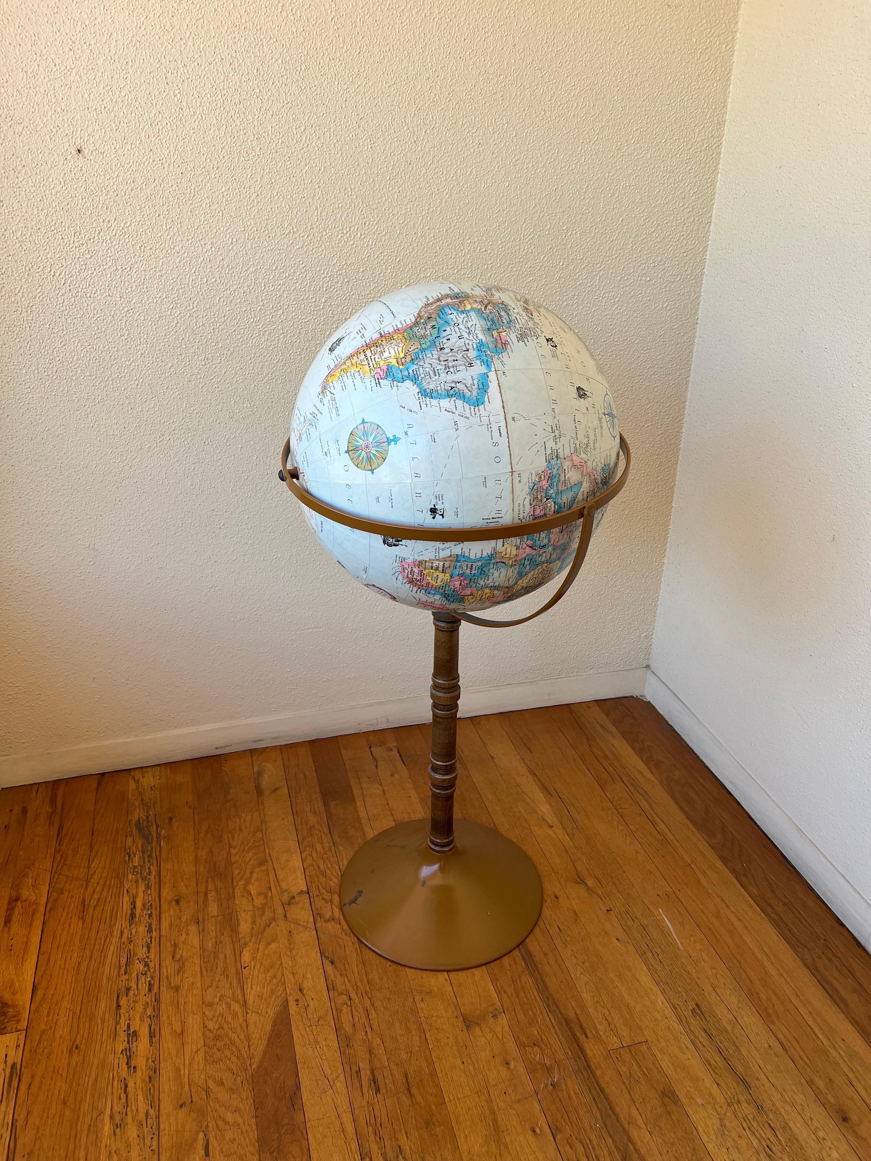 20th Century American Mid Century Floor Stand Globe by Reploge Globes