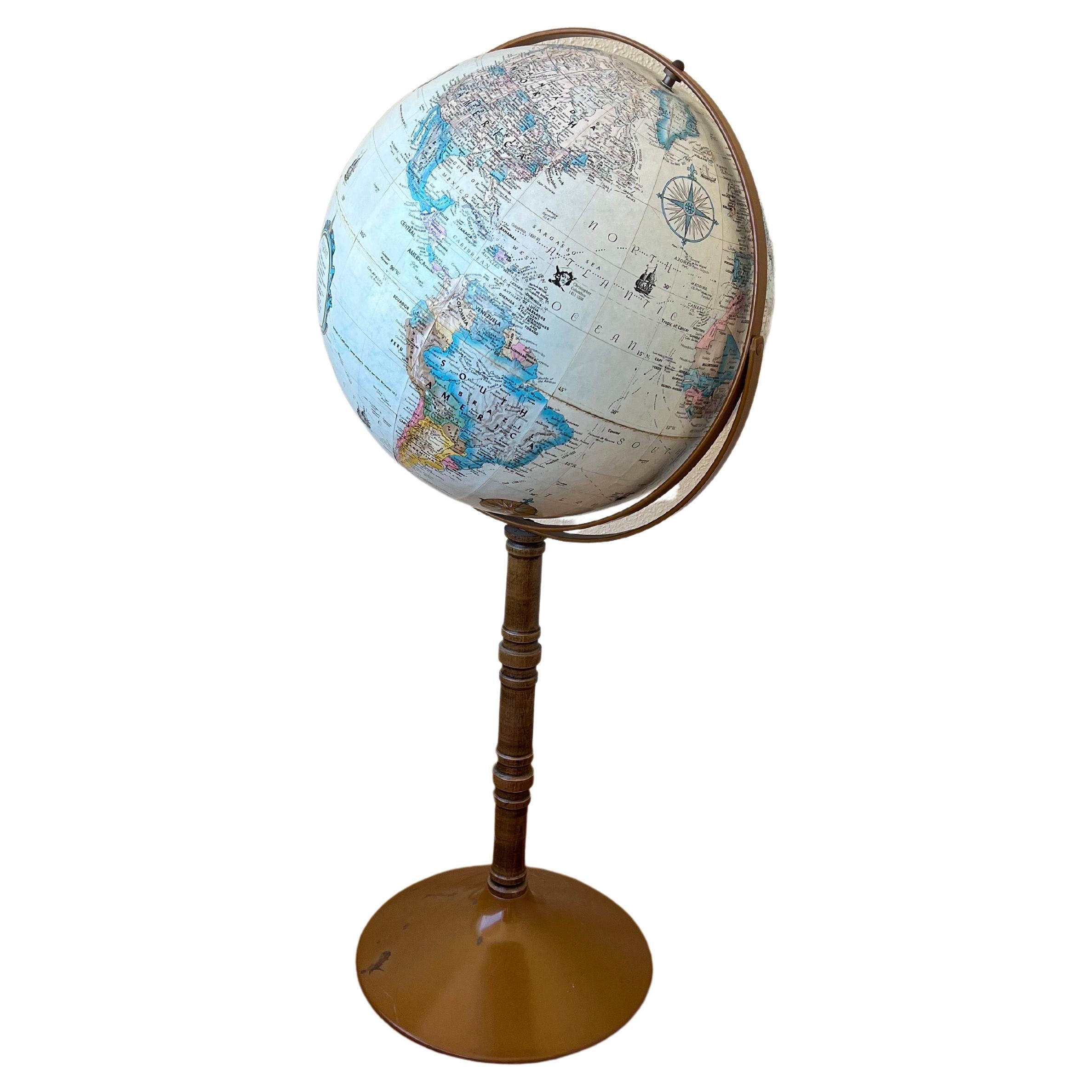 American Mid Century Floor Stand Globe by Reploge Globes