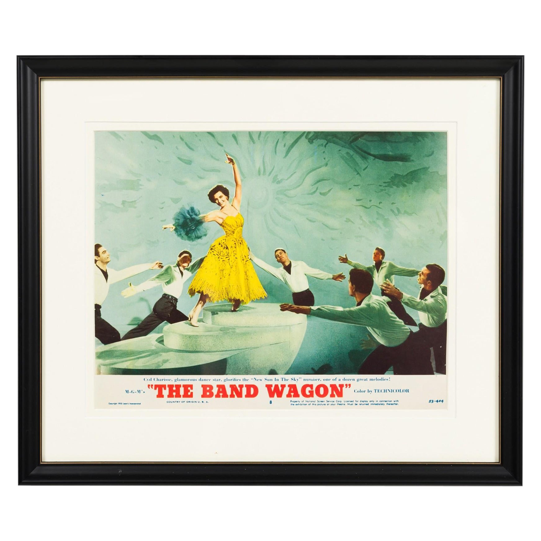 American Mid-Century Framed Poster of a Women in A Yellow Dress For Sale