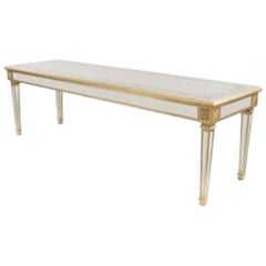 Table Console Dorée Style Milieu de Siècle Américain avec Miroir