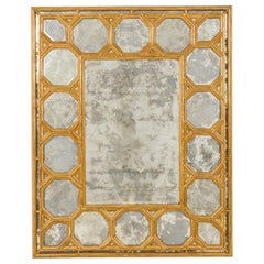 American Mid-Century Gilt Wall Mirror with Geometric Frame