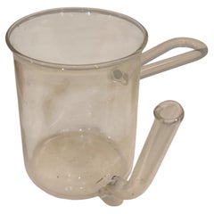 American Mid Century Glass Clear Pitcher with Loop Handle