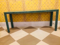 American Midcentury Green Painted Bamboo Style Console, circa 1960-1970