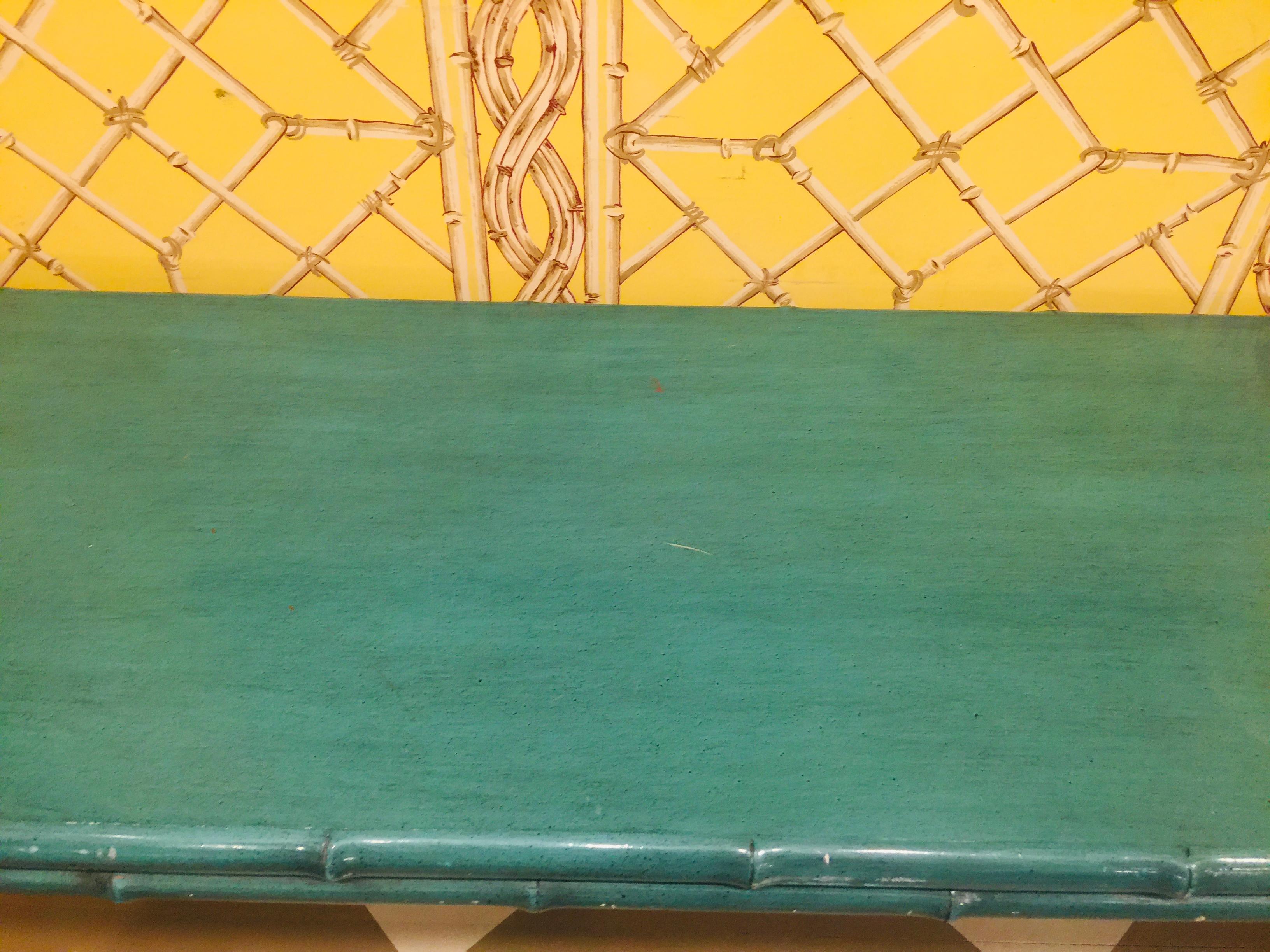 American Midcentury Green Painted Bamboo Style Console, circa 1960-1970 For Sale 1