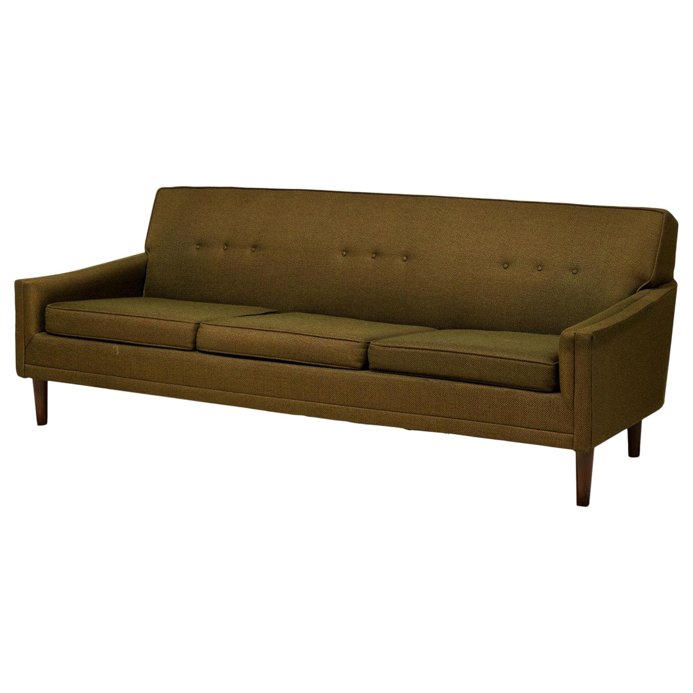 American Mid-Century Greenish Brown Upholstered 3-Seater Sofa en venta