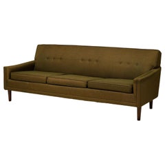 American Mid-Century Greenish Brown Upholstered 3-Seater Sofa