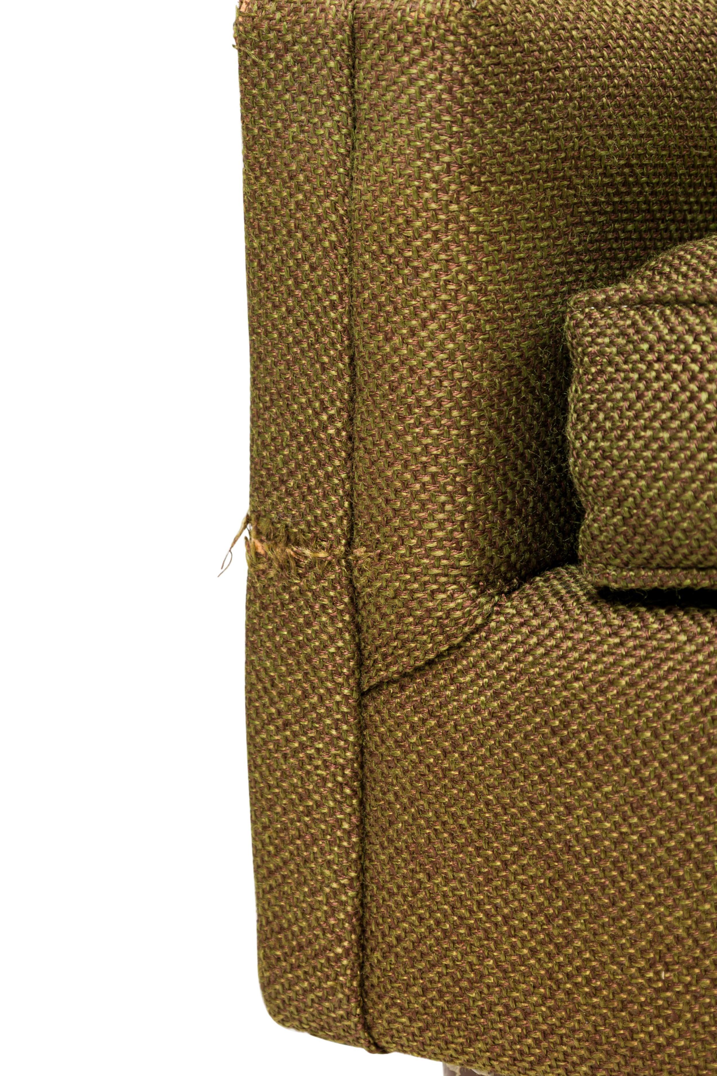 Fauteuil américain du milieu du siècle, tapissé en vert et en Brown en vente 2