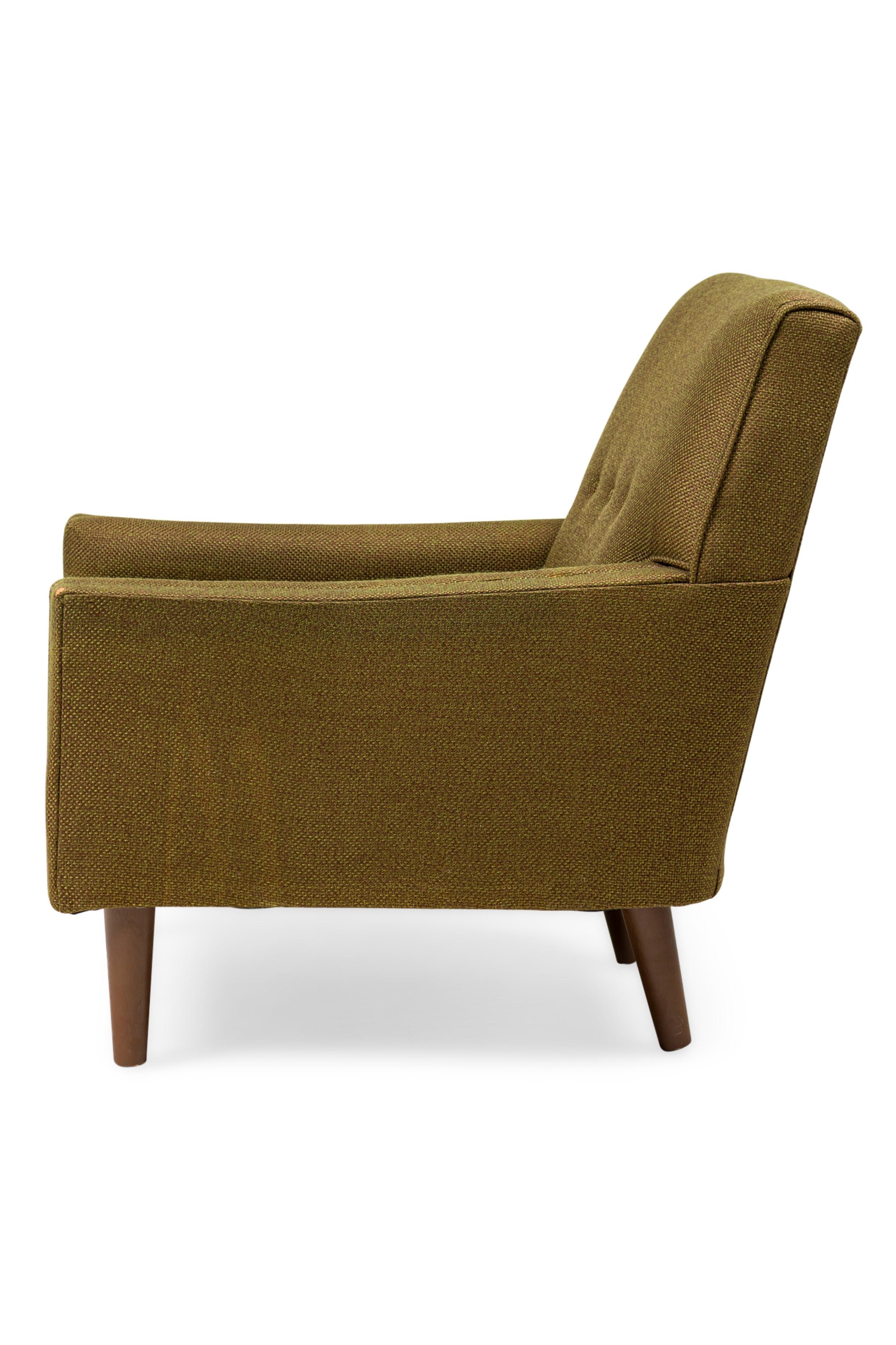 Mid-Century Modern Fauteuil américain du milieu du siècle, tapissé en vert et en Brown en vente