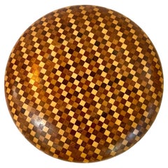 Ciotola decorativa in legno multiplo tornito a mano del Mid Century americano Catch It All