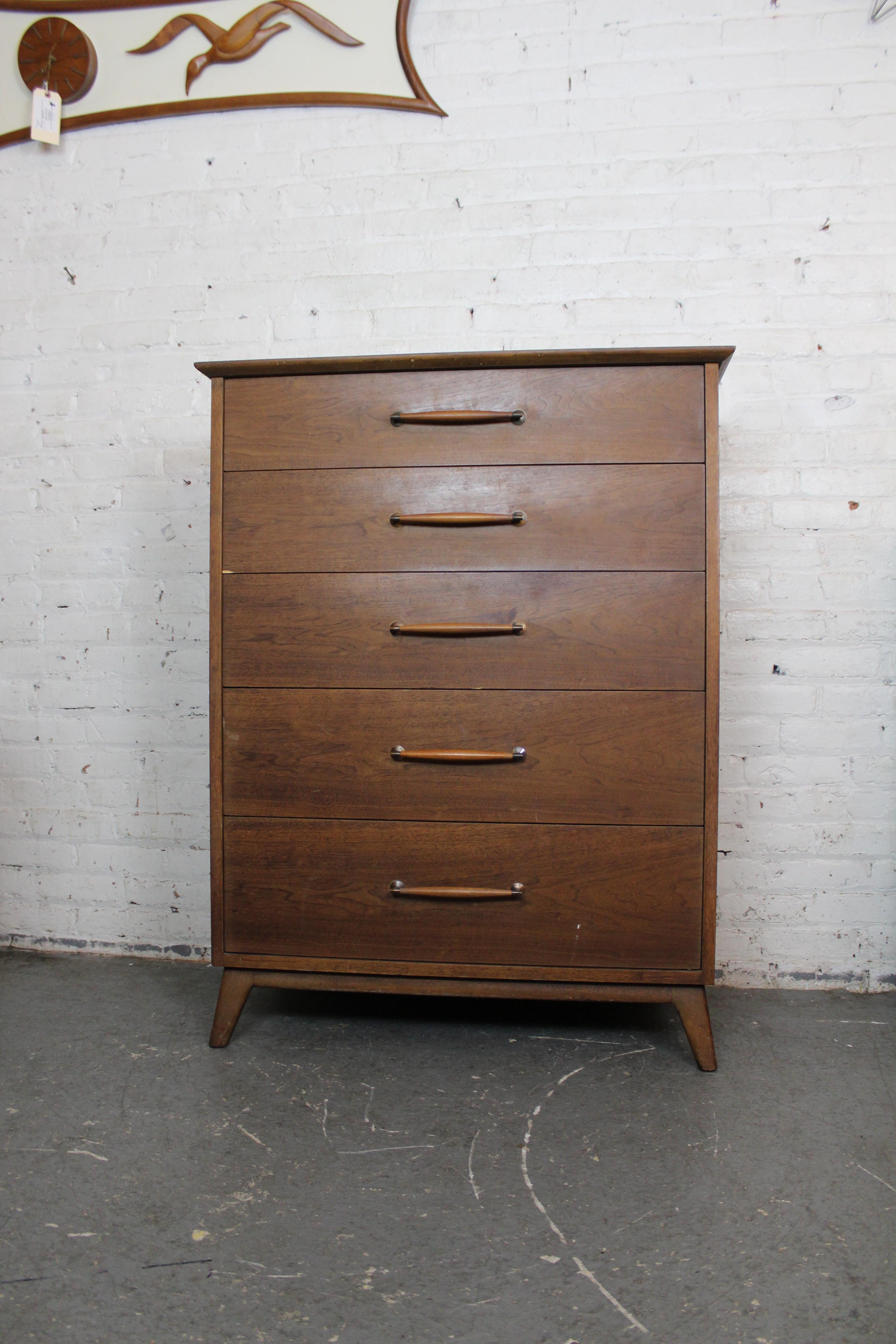 Carved American Mid-Century Highboy Dresser by Heritage Henredon