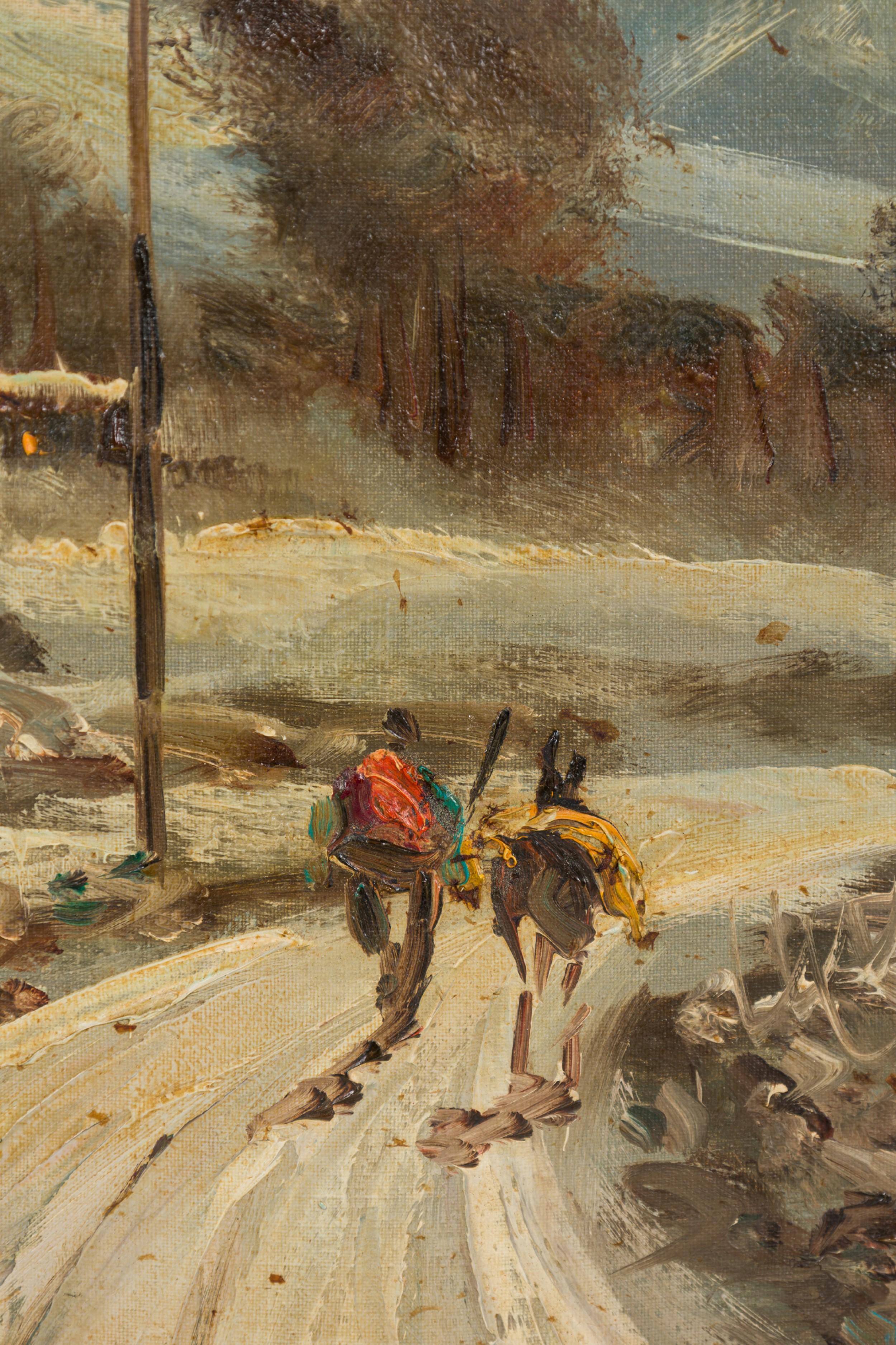 Vittoriano Quadro di paesaggio invernale in stile impressionista americano della metà del secolo scorso in vendita