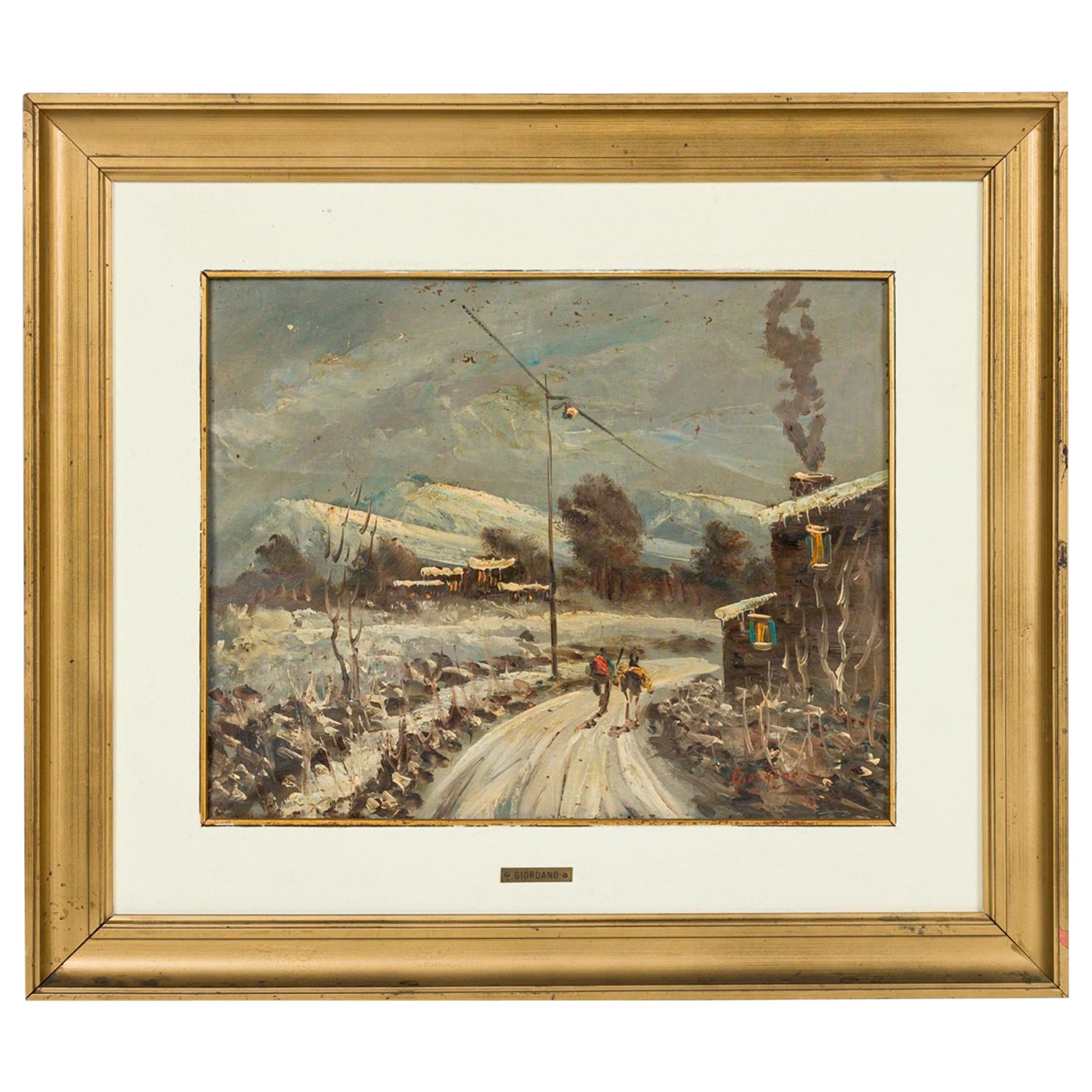 Peinture de paysage d'hiver de style impressionniste américain du milieu du siècle dernier