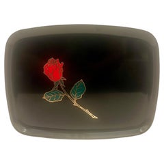American Mid Century Inlaid "Rose" Tray by Couroc California
