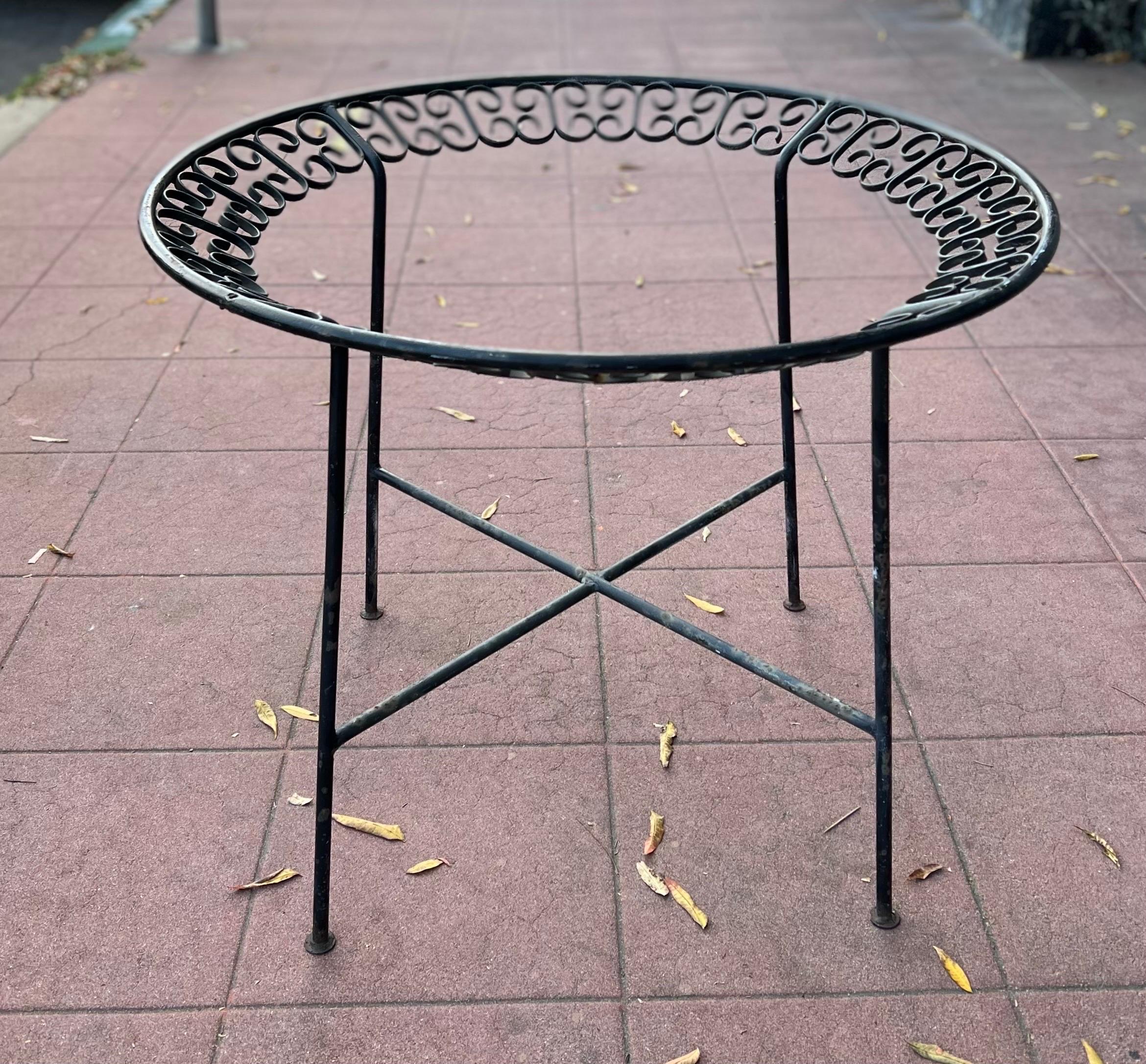 American Mid Century Iron Patio Dining Table Base by Arthur Umanoff For Sale 5