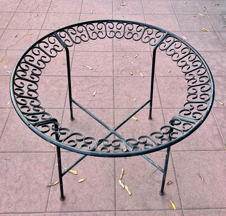 American Mid Century Iron Patio Dining Table Base by Arthur Umanoff For