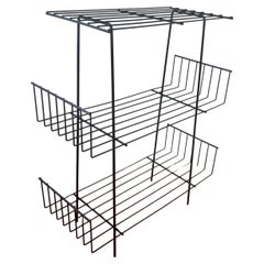 American Mid Century Iron Rare Triple Shelf Bookshelf by Tony Paul