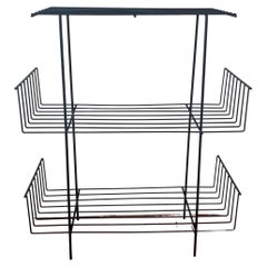 Vintage American Mid Century Iron Rare Triple Shelf Bookshelf by Tony Paul