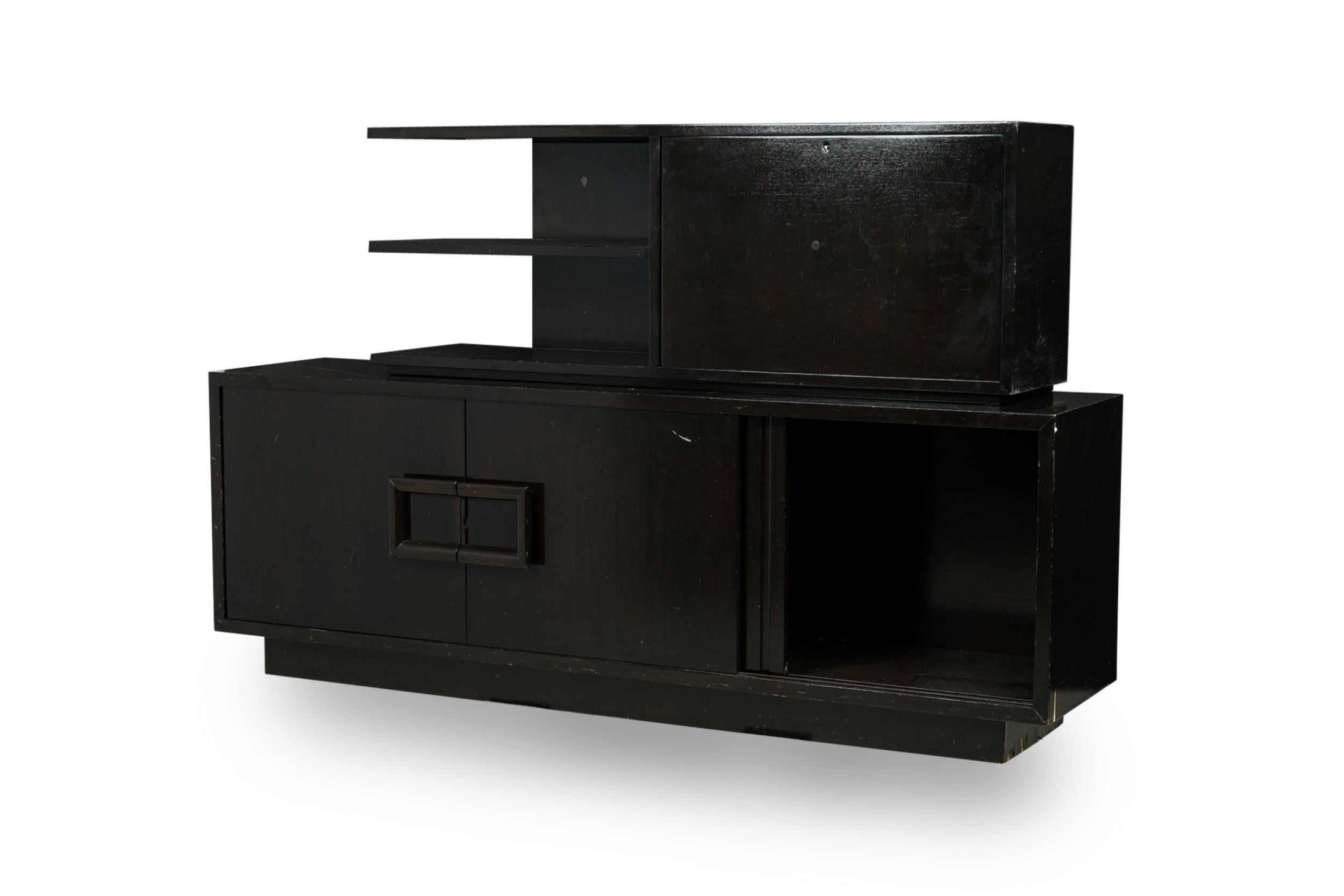 20th Century American Mid-Century James Mont Black Lacquer Sideboard For Sale