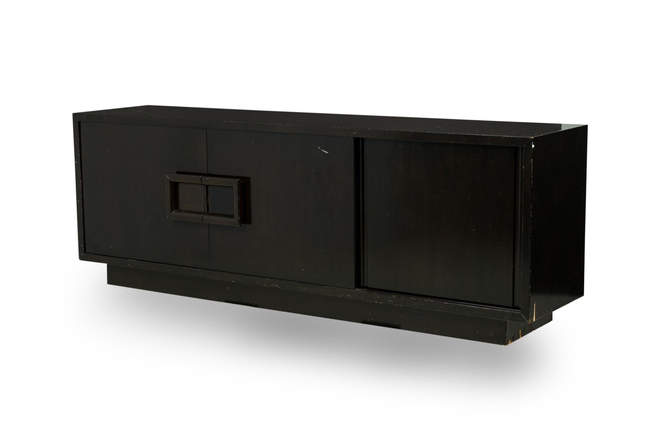 American Mid-Century James Mont Black Lacquer Sideboard For Sale 3