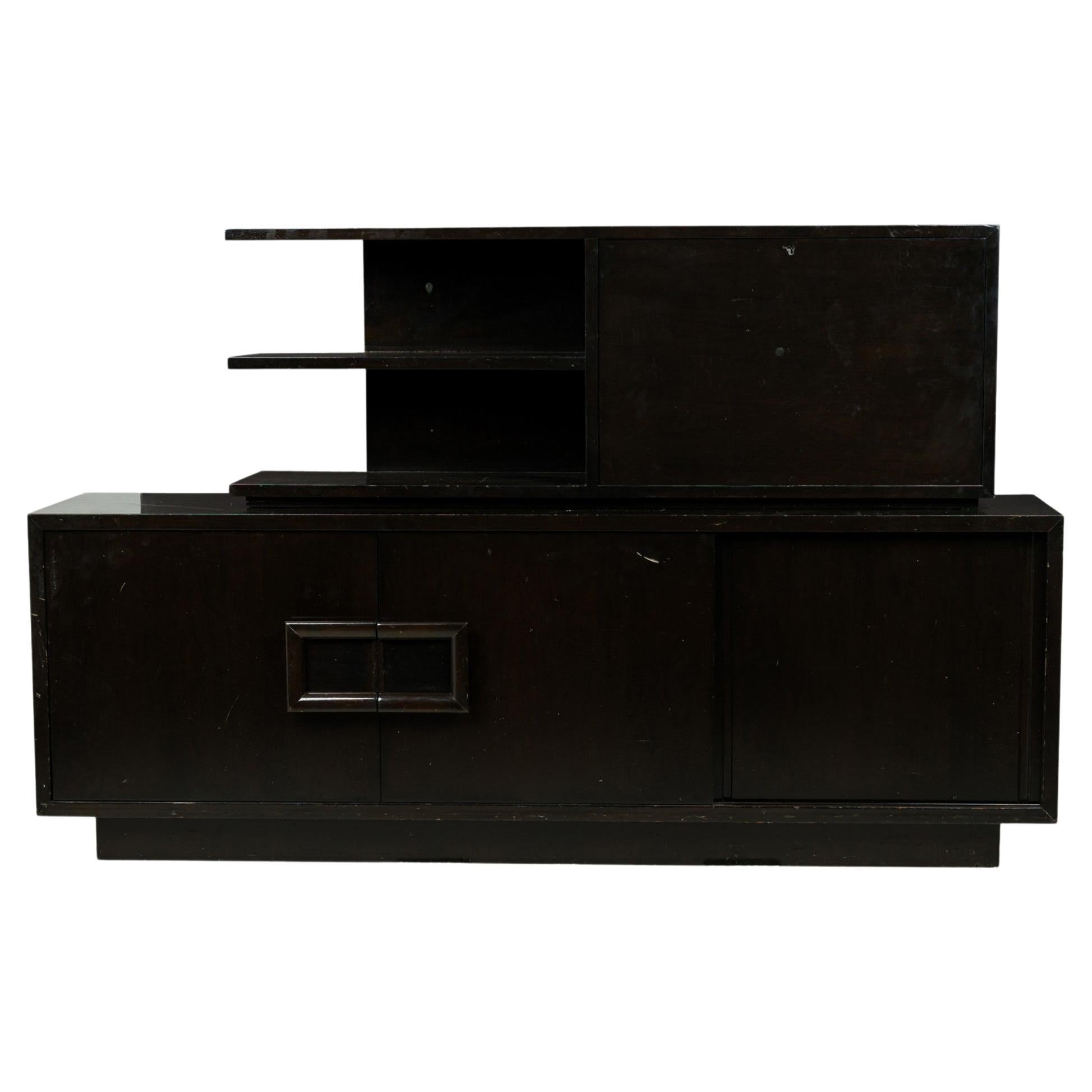 American Mid-Century James Mont Black Lacquer Sideboard For Sale