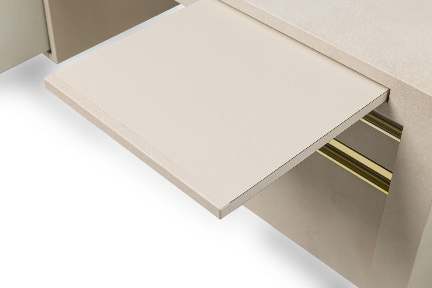 Pelle American Mid-Century Karl Springer Style Custom Built Desk in vendita