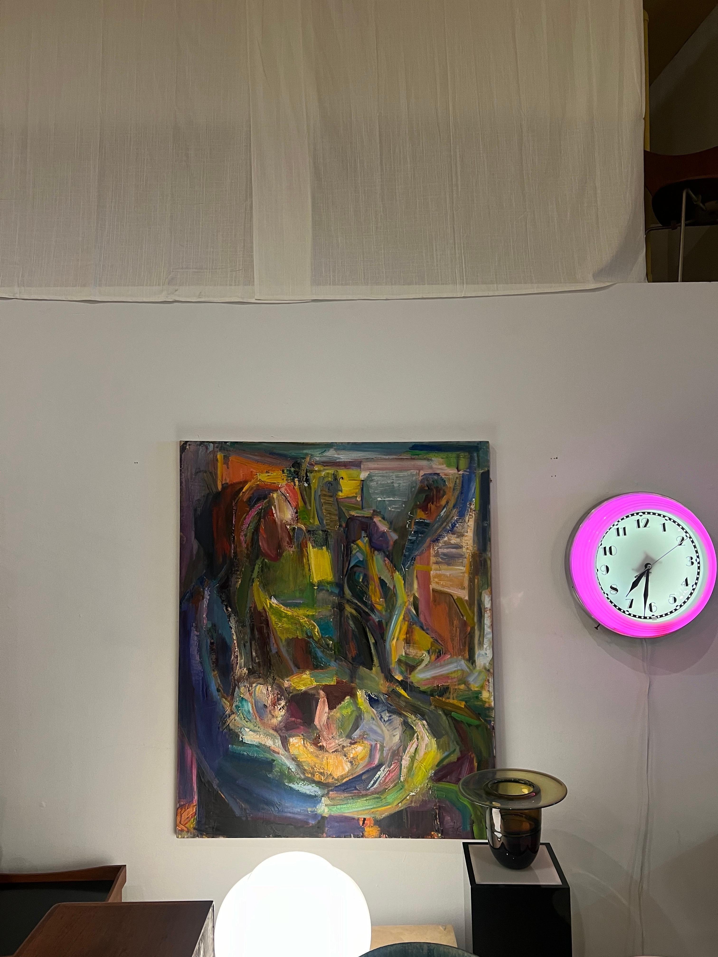 American Mid Century Large Abstract Original Painting By Barbara Yeterian In Good Condition For Sale In San Diego, CA