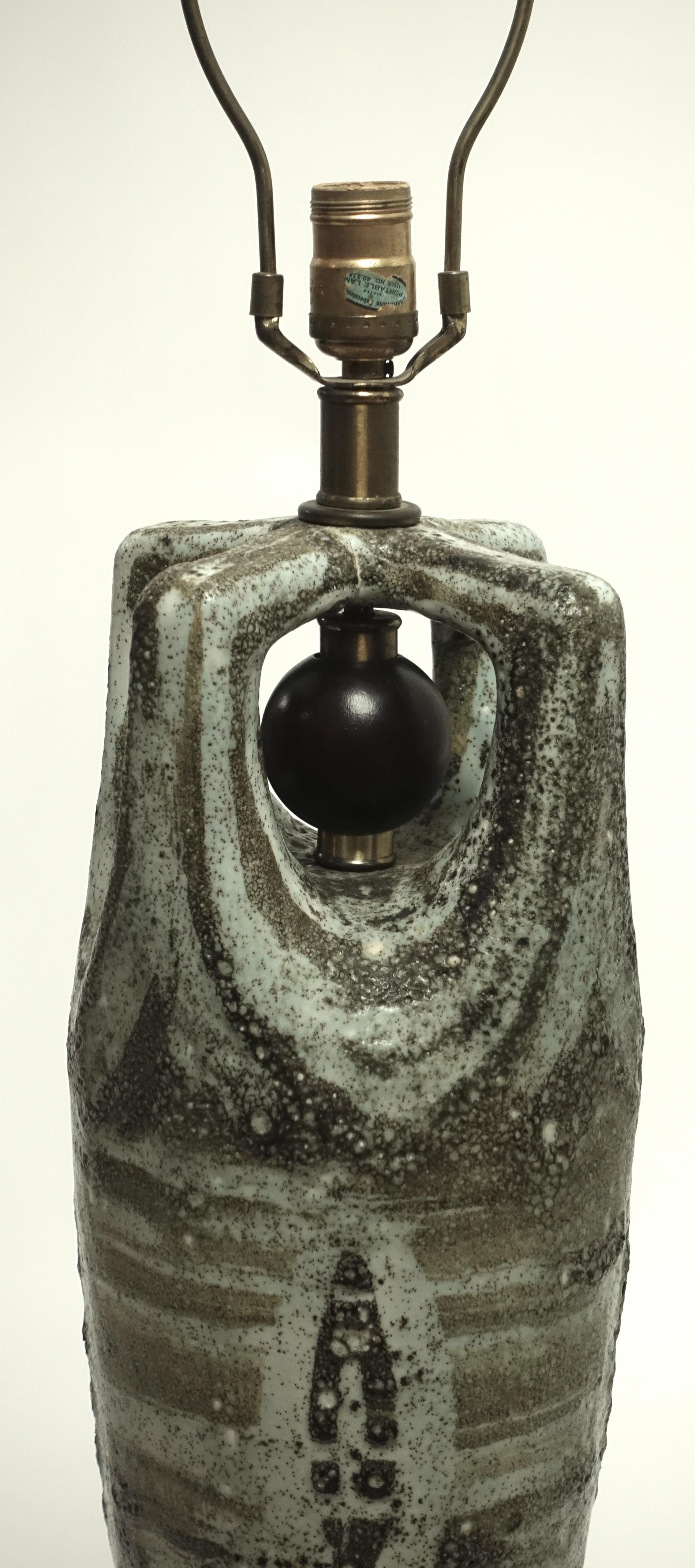 20th Century American Midcentury Large Glazed Stoneware Lamp