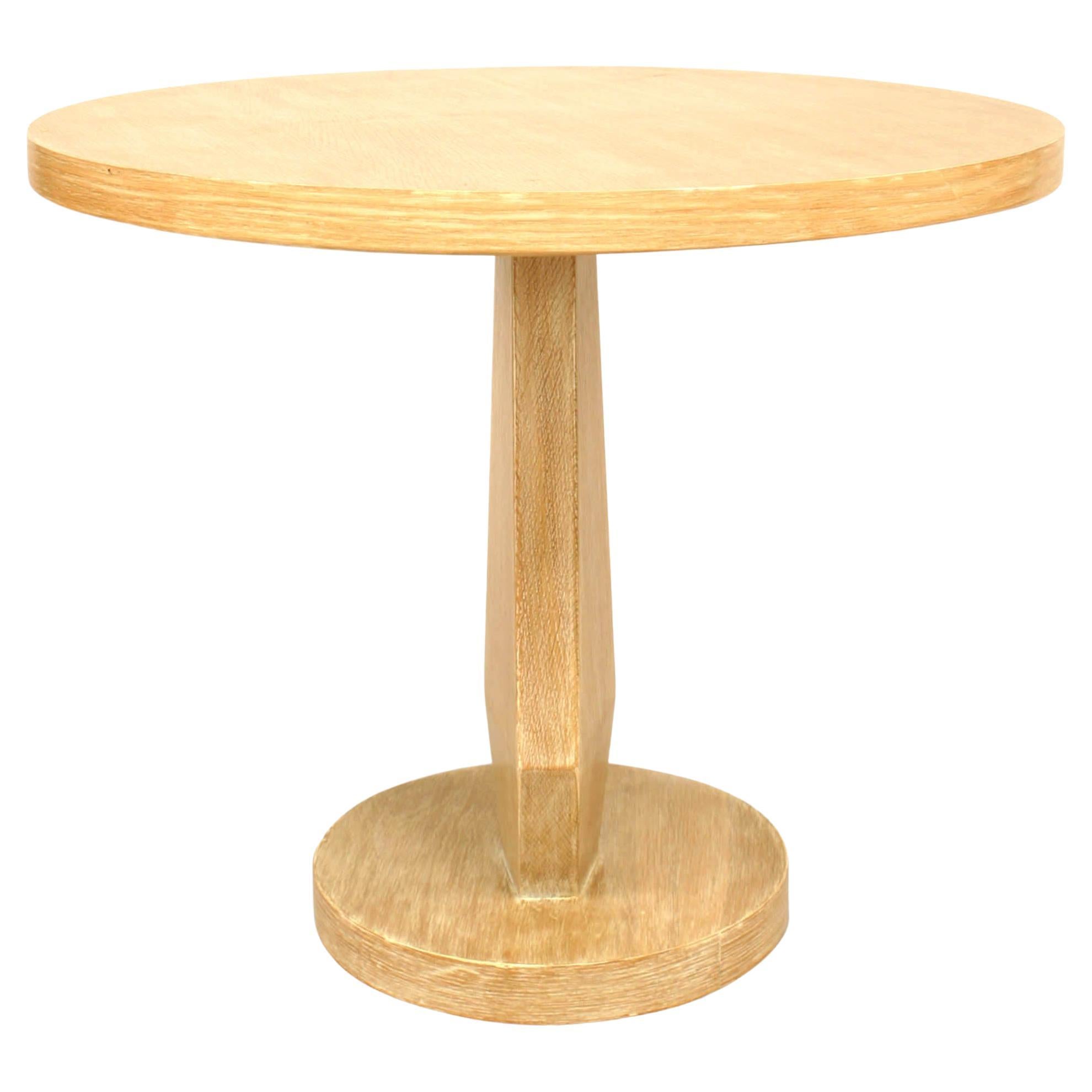 American Mid-Century Limewood Round End Table For Sale