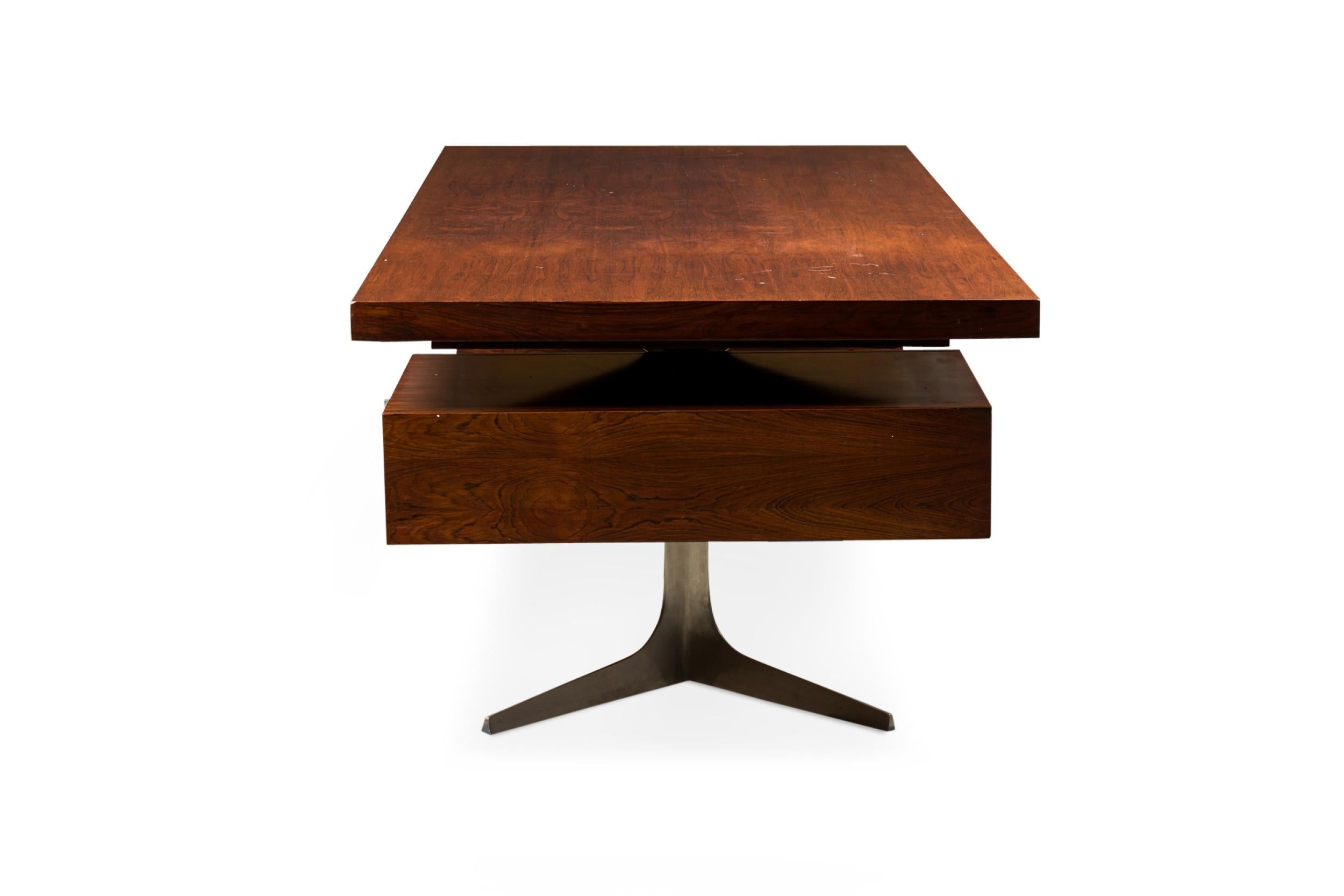 Mid-Century Modern American Mid-Century Maple Executive Desk with Stainless Steel Legs For Sale