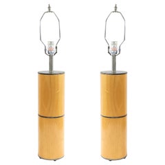American Midcentury Maple Wood Table Lamps