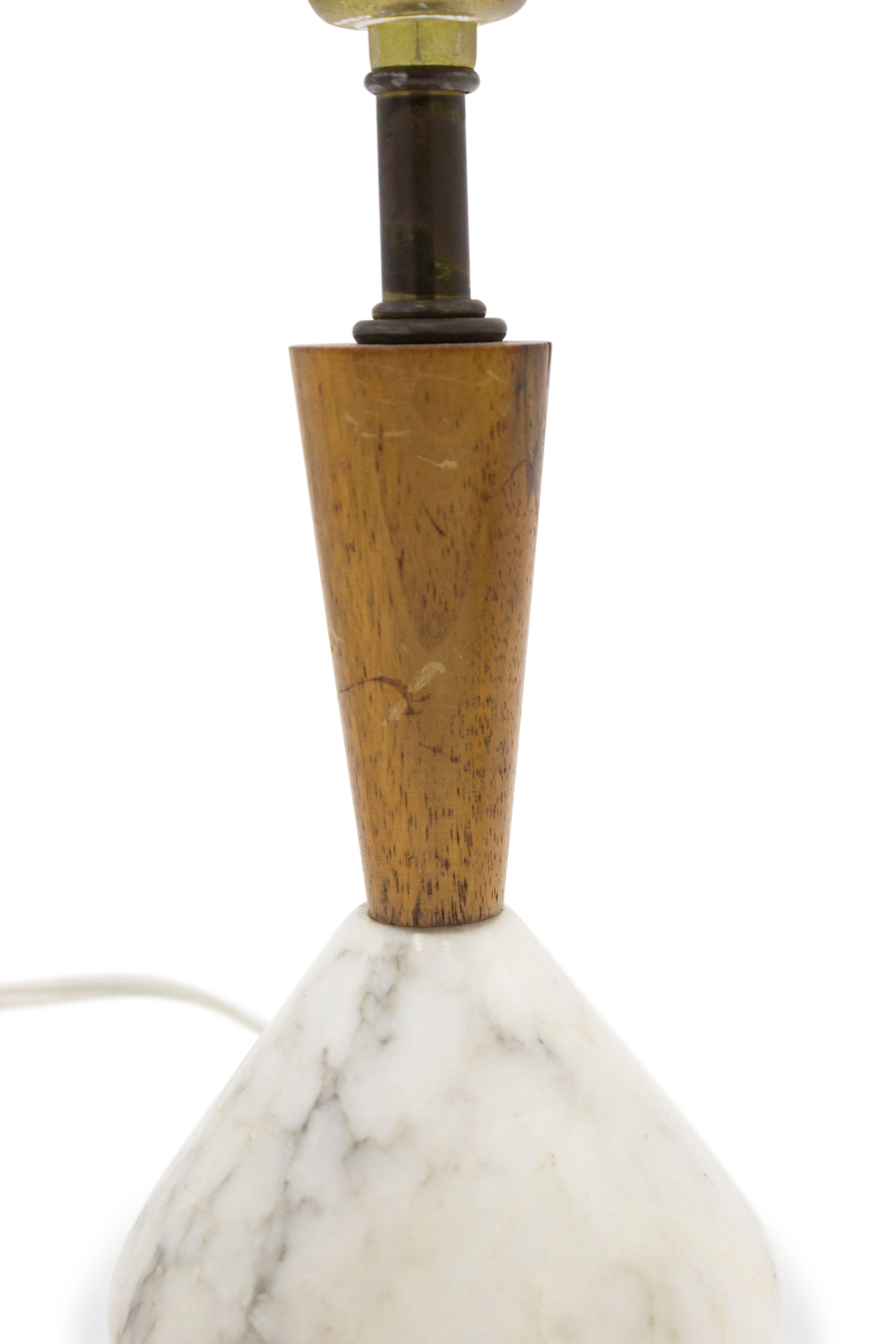 American Mid-Century Marble and Wood Table Lamp In Good Condition In New York, NY