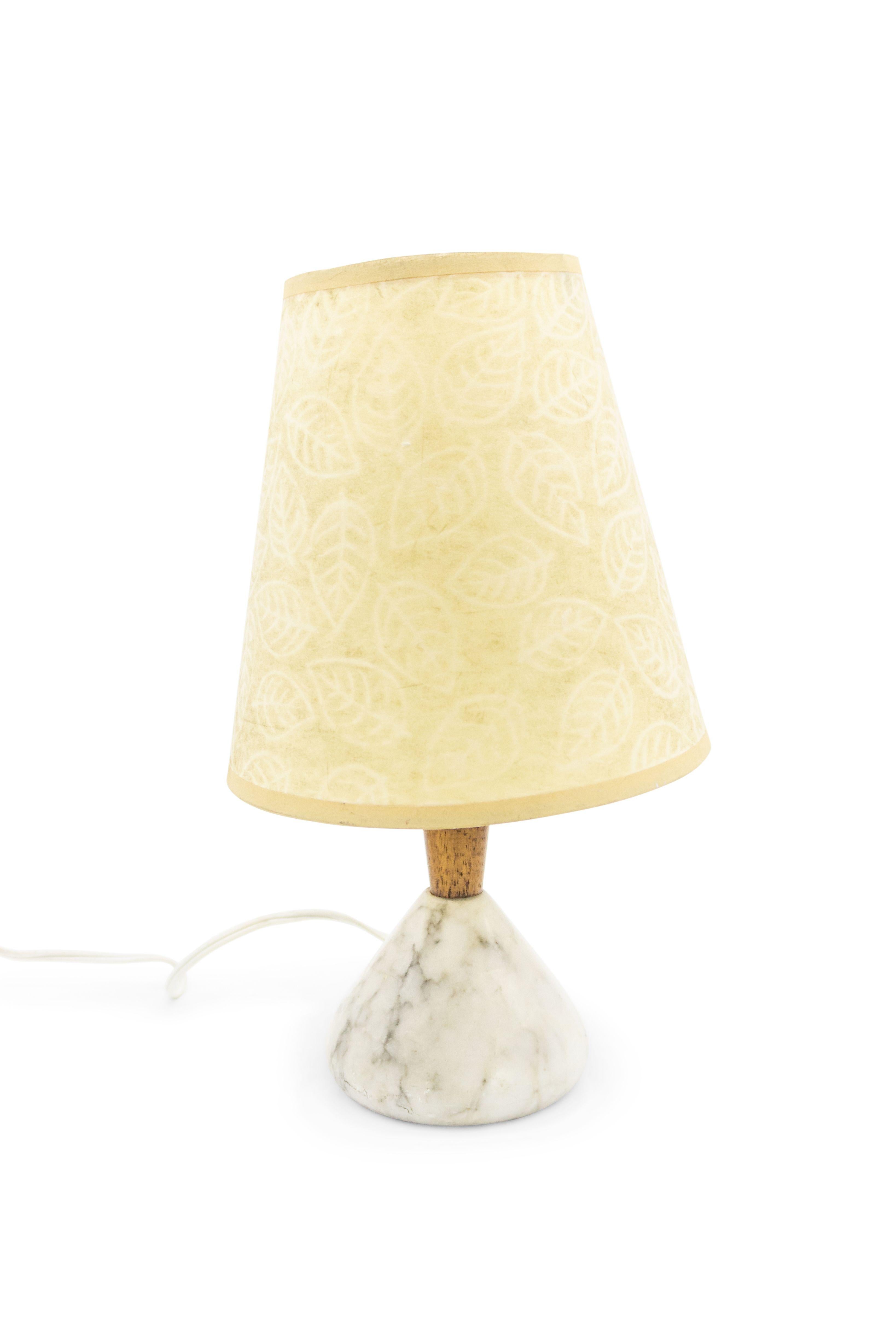 20th Century American Mid-Century Marble and Wood Table Lamp