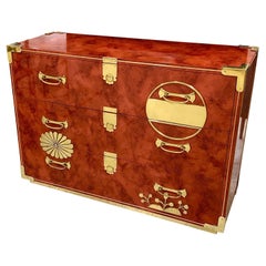 American Mid-Century Mastercraft Asian Modern Commode en laiton