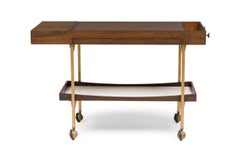 Carrito de bar americano de mediados de siglo Milo Baughman con grada baja