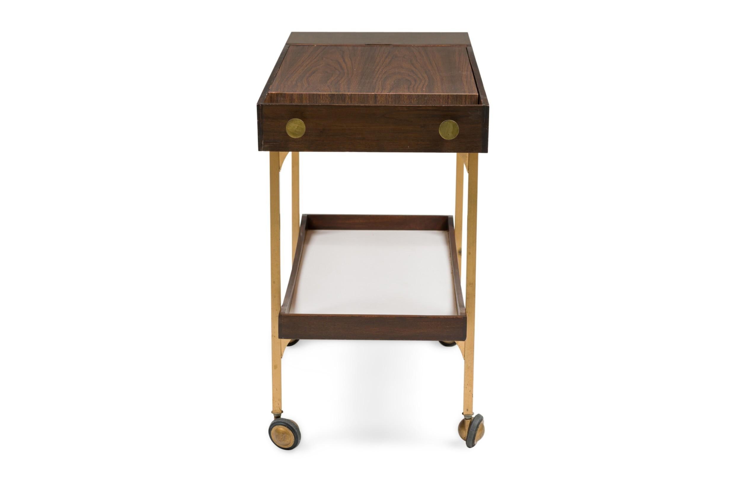 Wood American Mid-Century Milo-Baughman Bar Cart with Low Tier For Sale