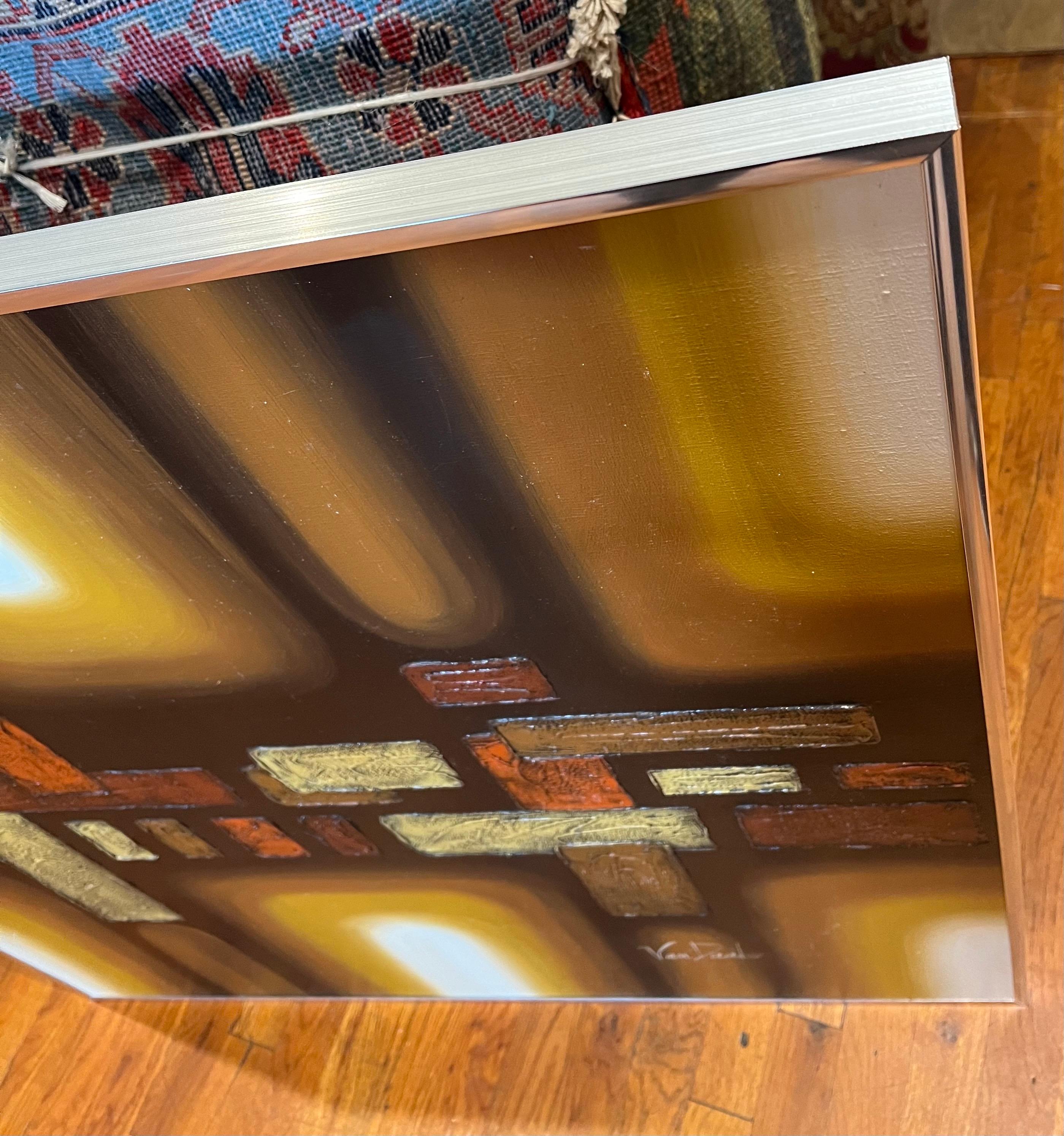 Pintura al óleo sobre lienzo abstracta americana Mid Century Modern de Van Daas Estadounidense en venta