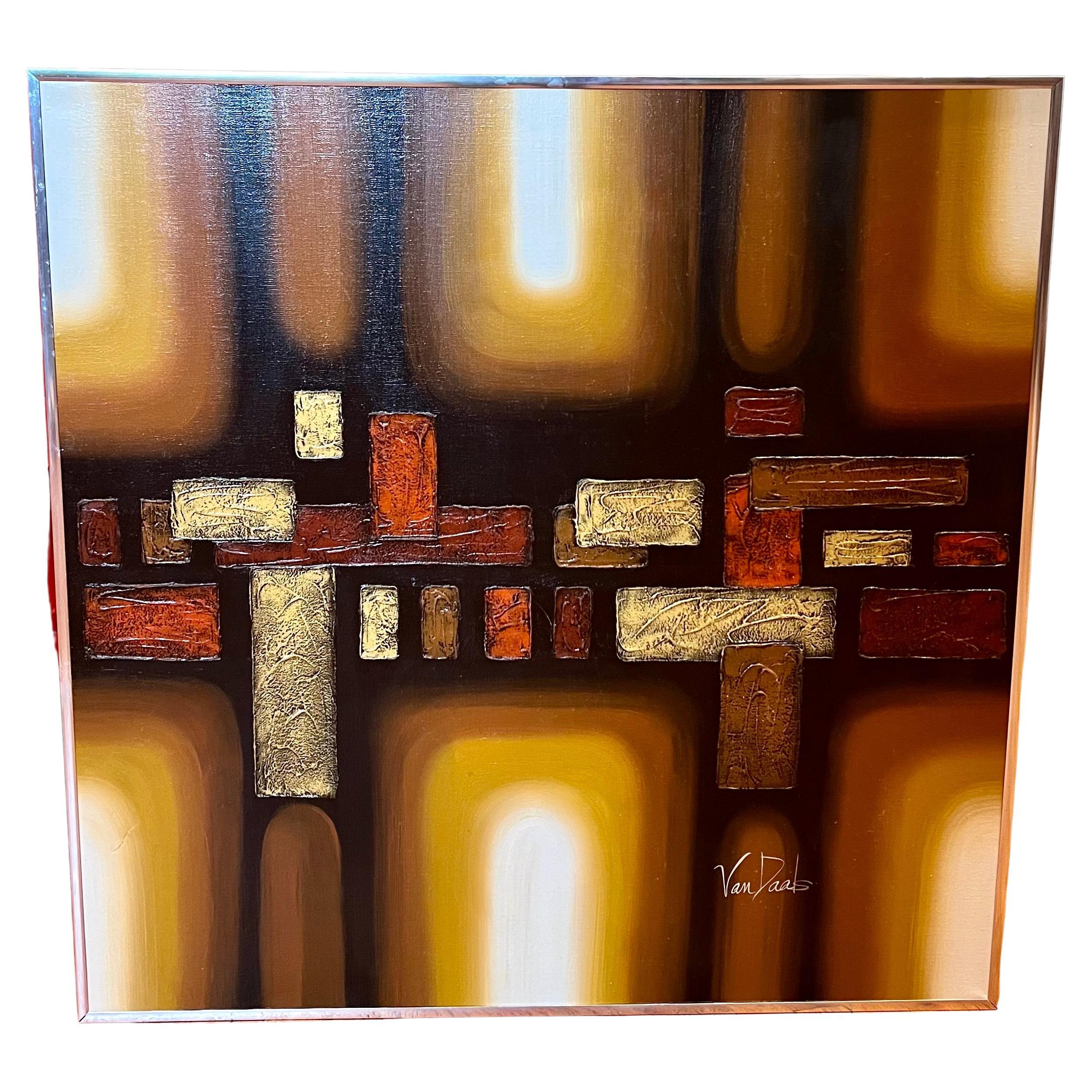 Pintura al óleo sobre lienzo abstracta americana Mid Century Modern de Van Daas en venta