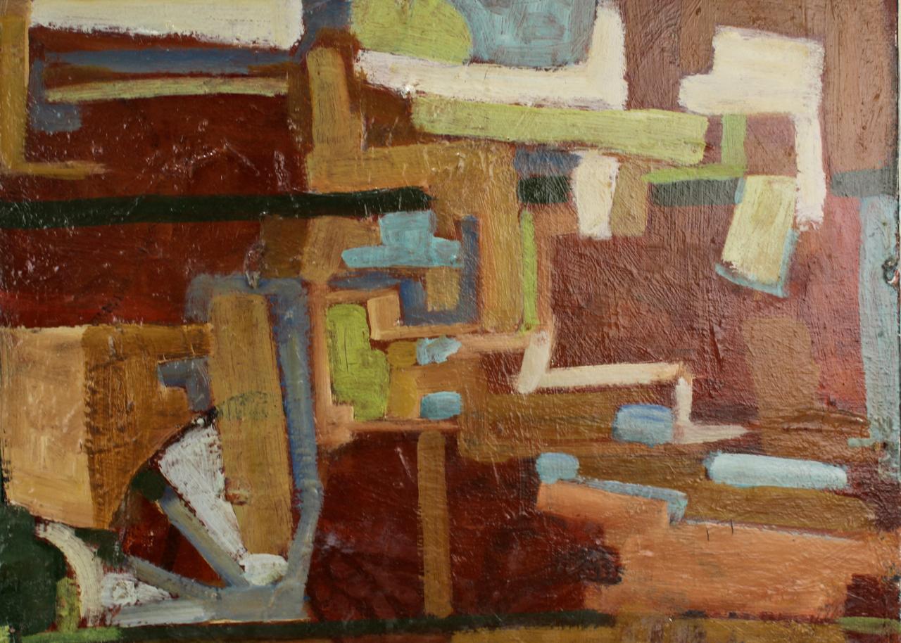 American Mid-Century Modern Abstract Oil on Canvas Painting In Good Condition In Philadelphia, PA