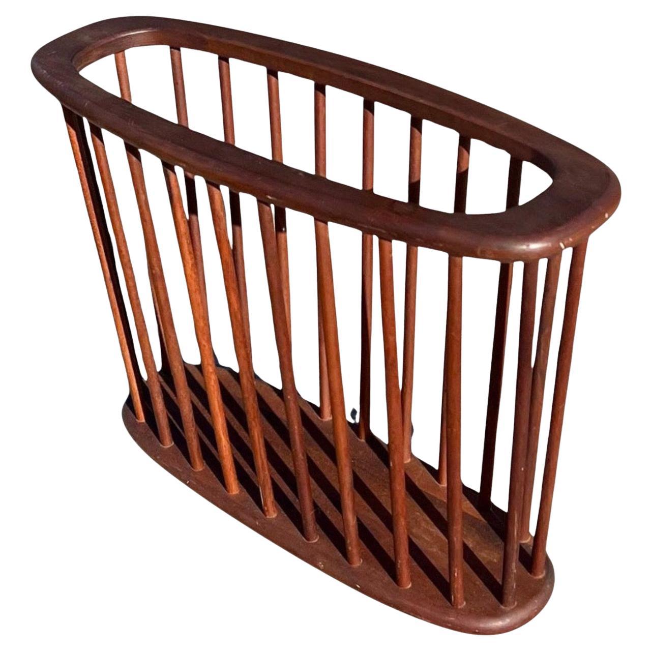 Walnut Magazine Rack American Mid-Century Modern Arthur Umanoff Solid Walnut Magazine Rack ...