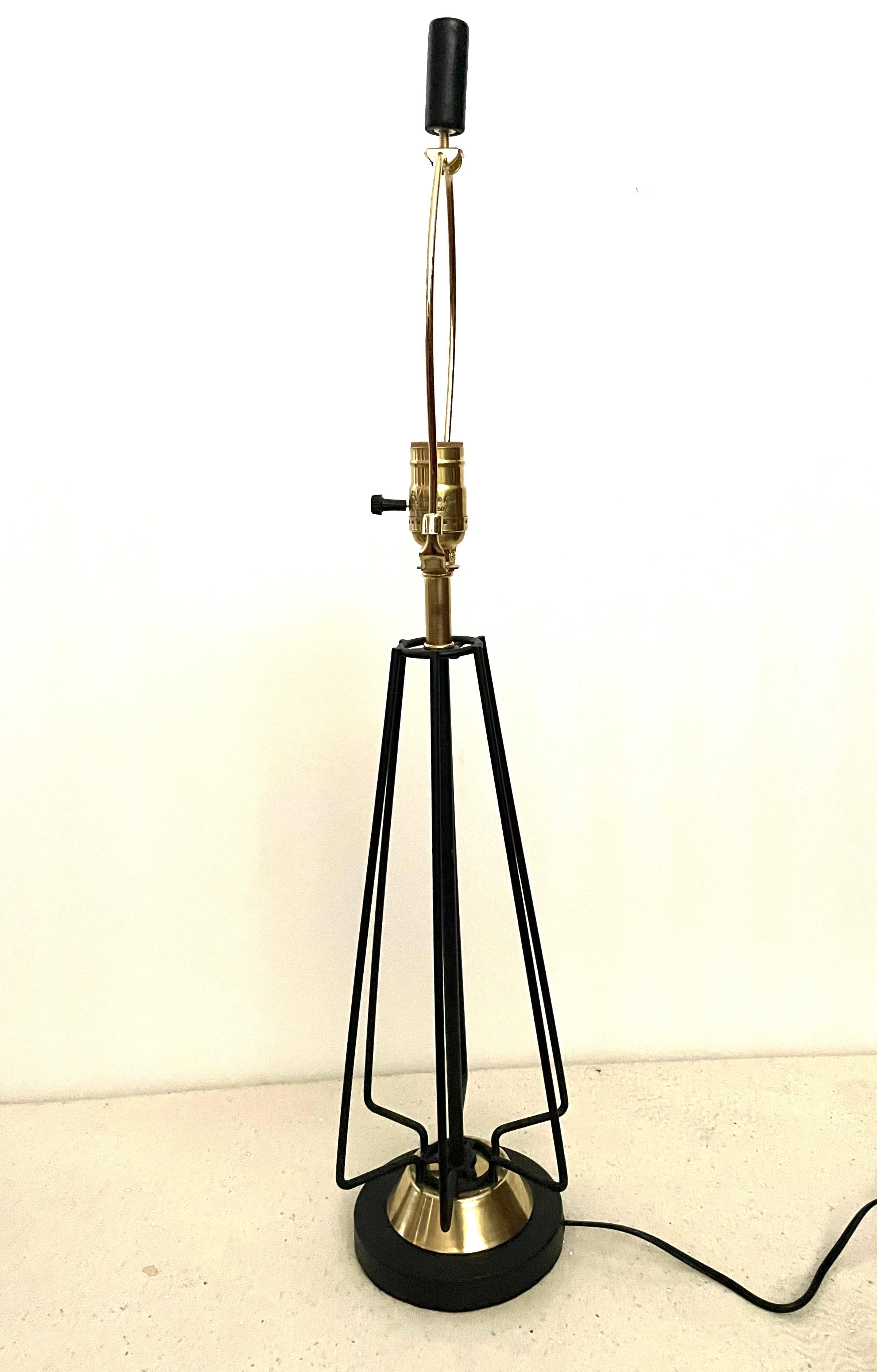 20th Century American Mid-Century Modern Atomic Age Brass and Metal Lamp