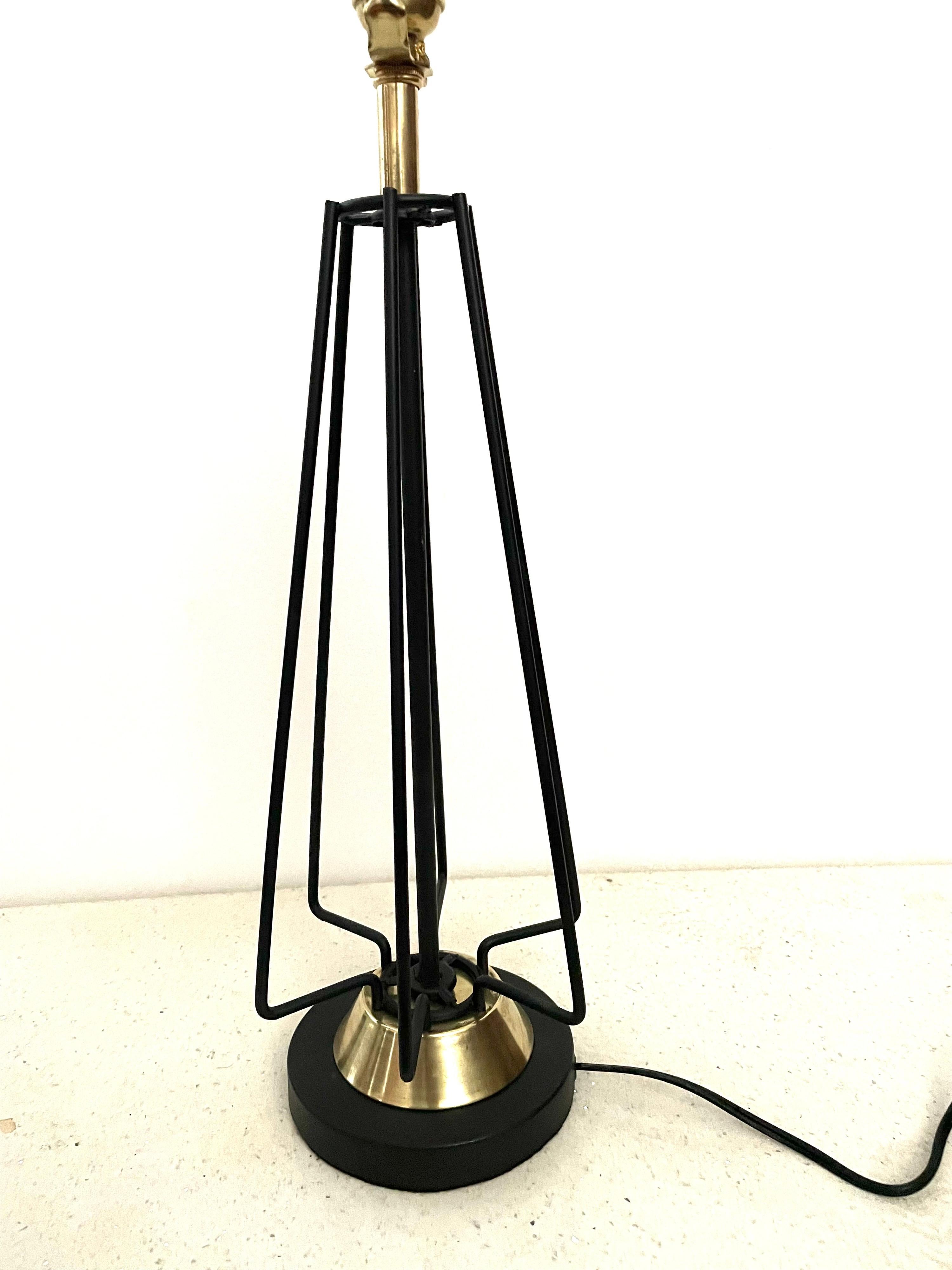 American Mid-Century Modern Atomic Age Brass and Metal Lamp 1