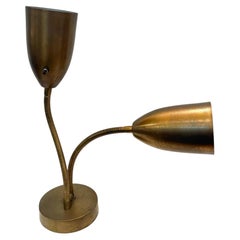 American Mid Century Modern Atomic Age Brushed Brass Gooseneck Desk Table Lamp