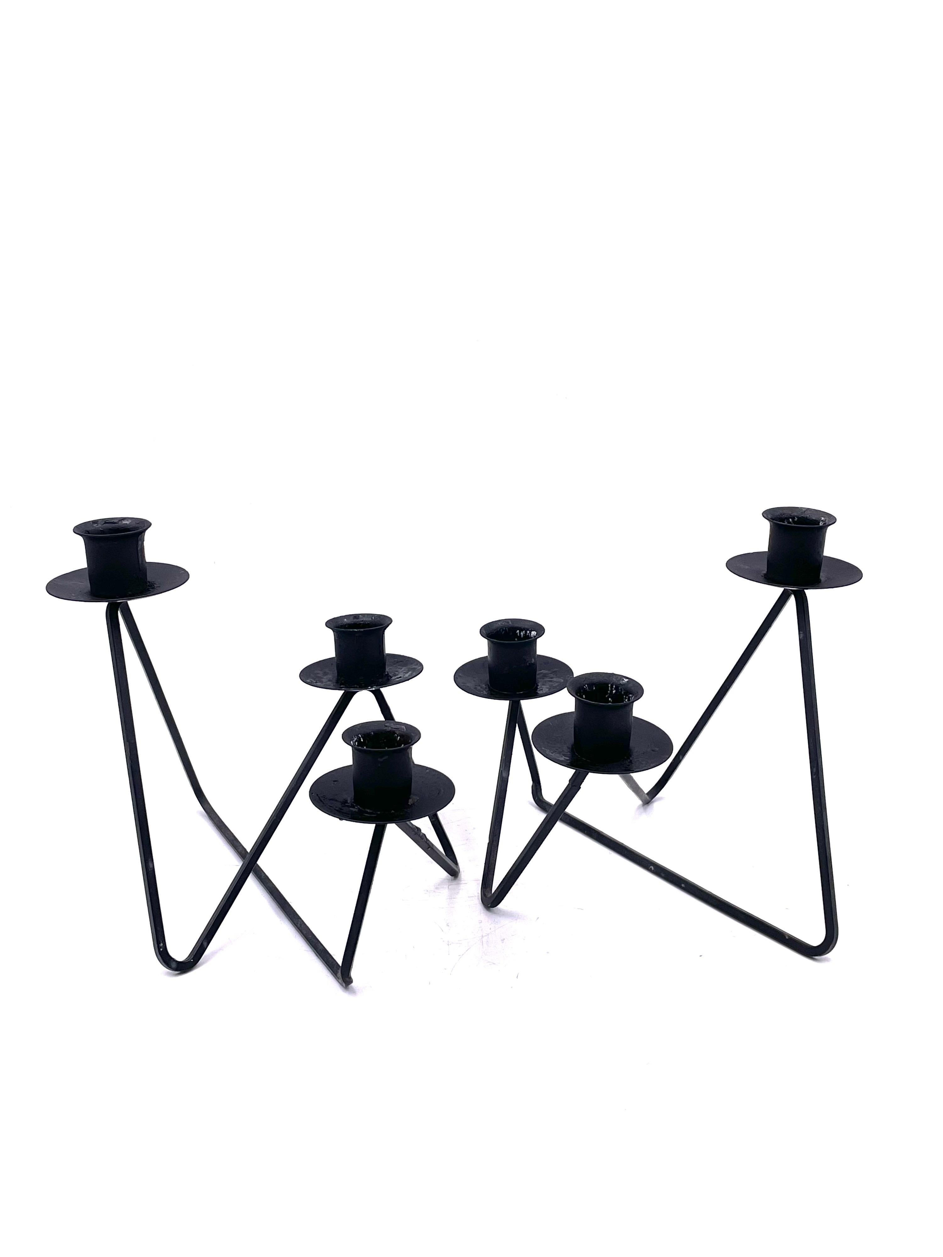 Mid-Century Modern American Mid Century Modern Atomic Age Pair of Candleholders Set For Sale