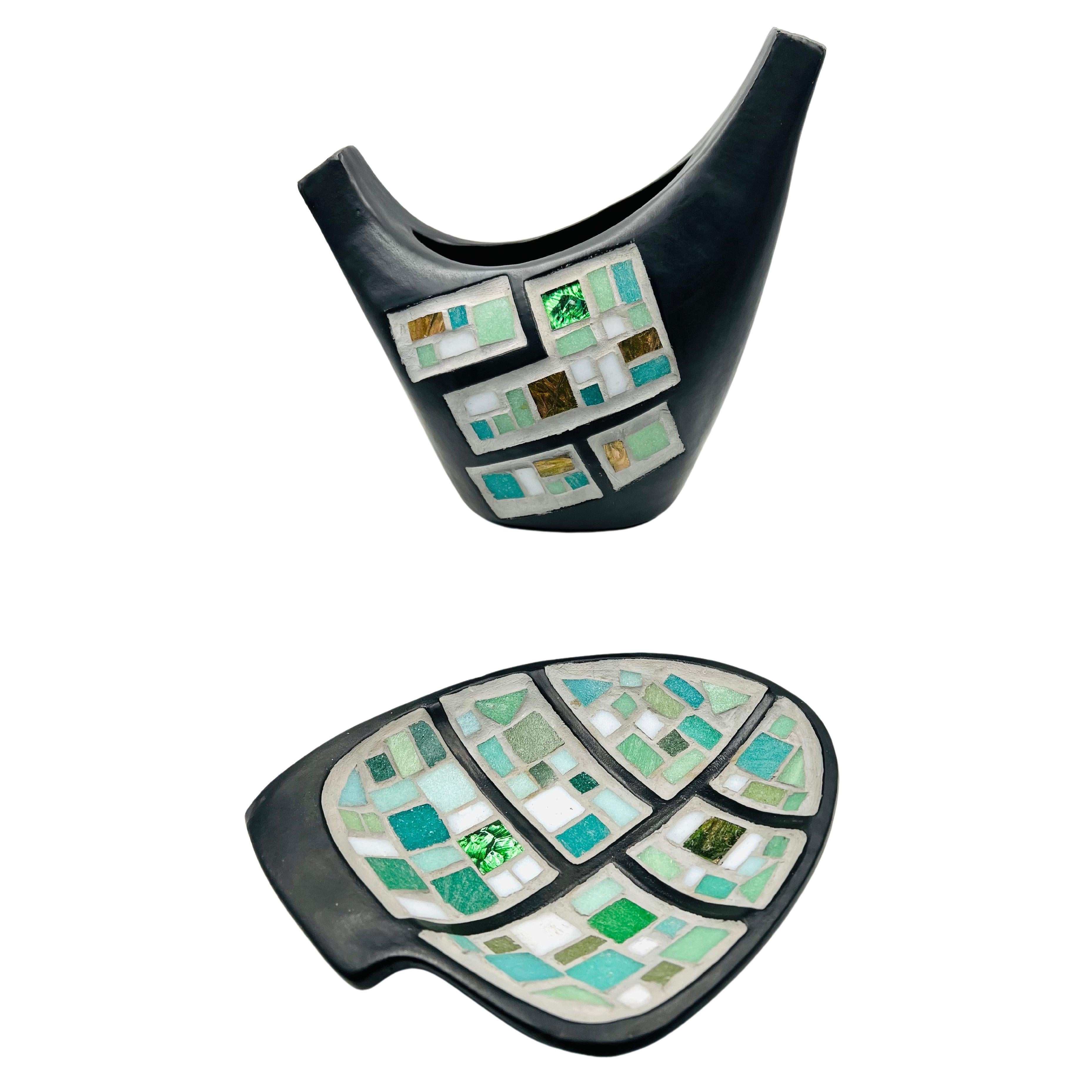 American Mid-Century Modern Atomic Age Set of Bowl 
Vase by Viejas of La Jolla