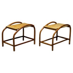 Amerikanische Mid-Century-Modern-Beistelltische, Bambus, Rattan, Schilfrohr, USA, 1950er Jahre
