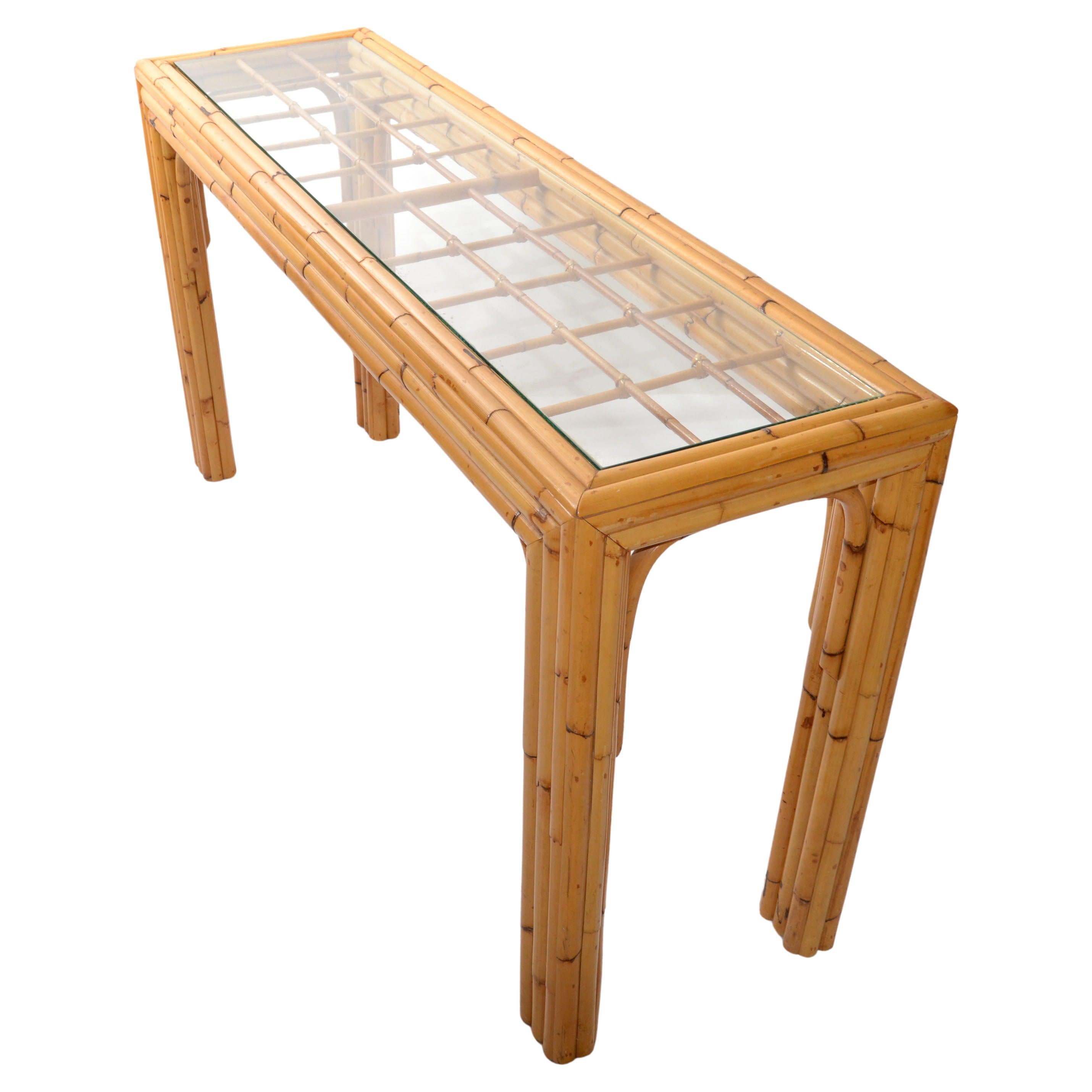 American Bamboo Rattan Console at 1stDibs