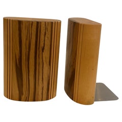 American Mid-Century Modern Birch & Rosewood Bookends, circa 1970s