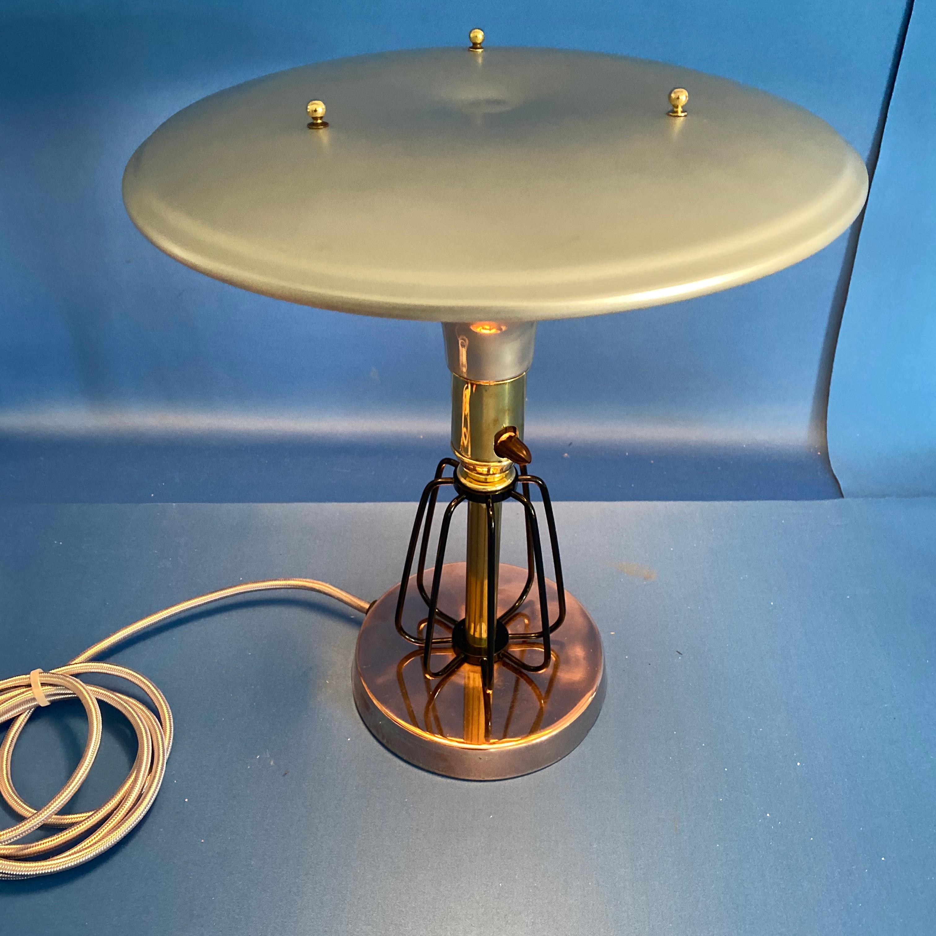 American Mid-Century Modern Brass and Chrome Desk Lamp 6