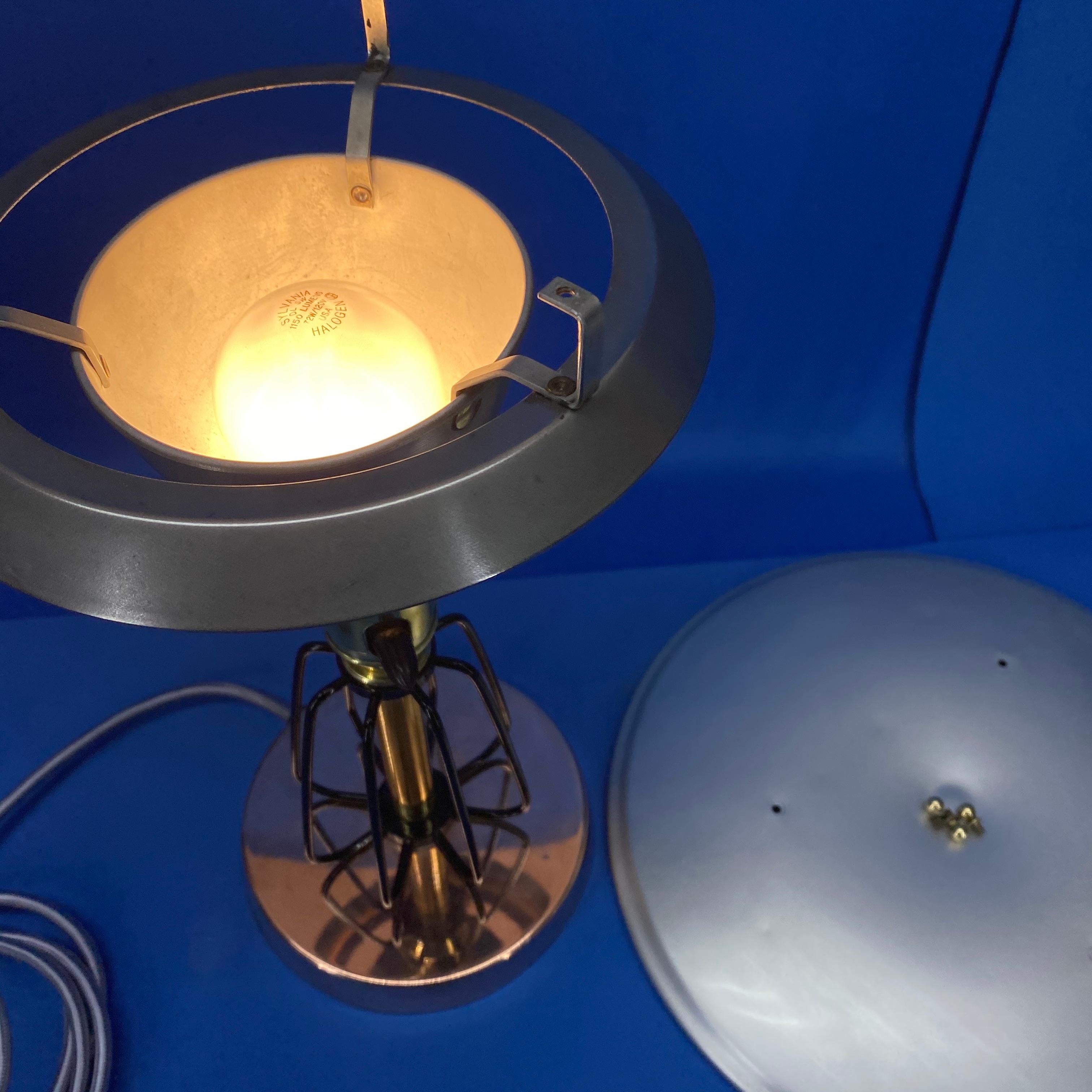 American Mid-Century Modern Brass and Chrome Desk Lamp 10